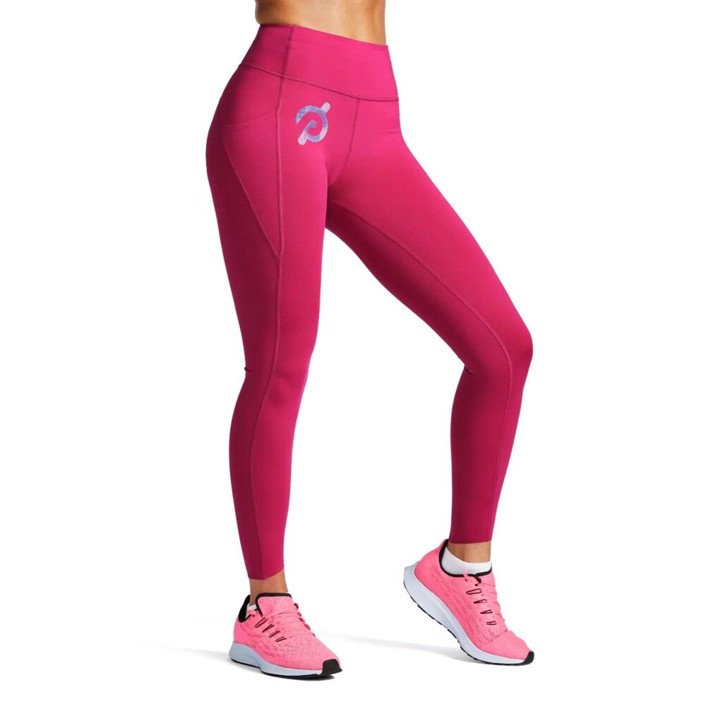PELOTON Move Mission Tulip Hem Womens Leggings Size Small Pink Side Pockets